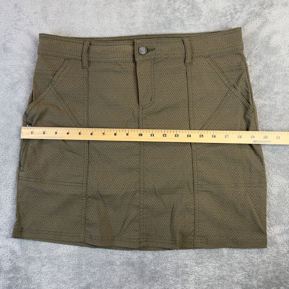 PrAna Skirt Womens 8 Olive Green Aztec Casual Outdoor Hiking Athletic Nylon Cute - Picture 5 of 8